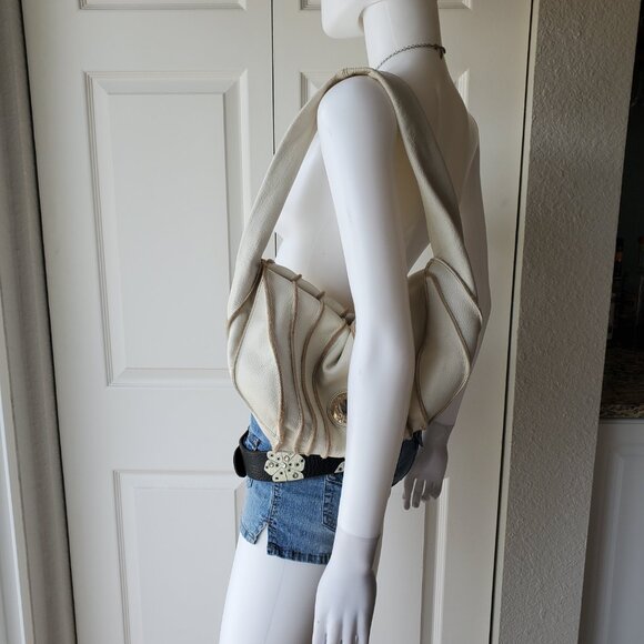 Charles David Mini White Leather Handbag Purse Y2K - Picture 4 of 11